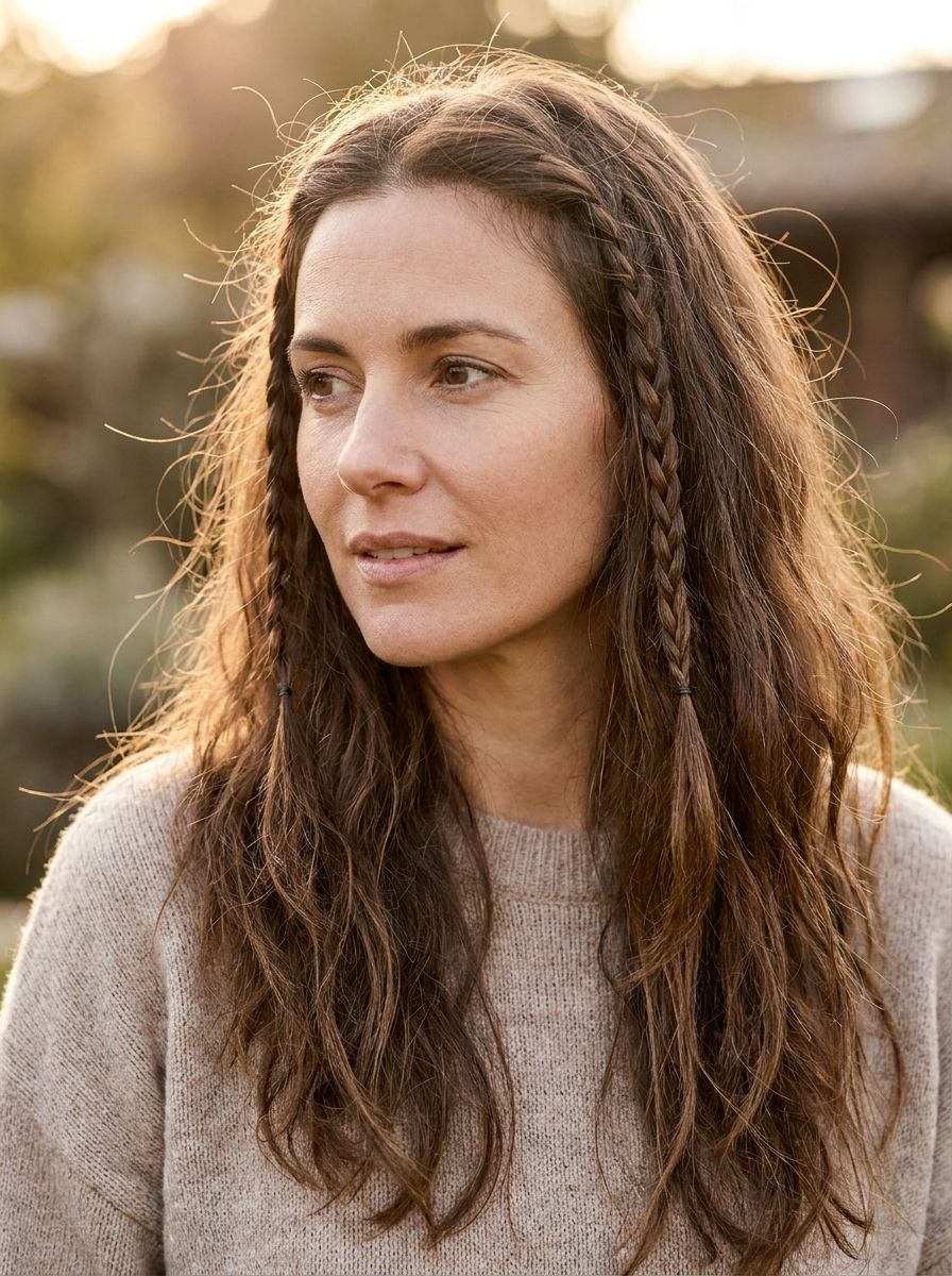 Offene Haare mit Mini-Flechtzöpfen - Frisuren für offene Haare